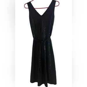 NWT DONCASTER ENGLAND Sequin Cocktail Dress Black Sz 6 $350 Rare Vintage
